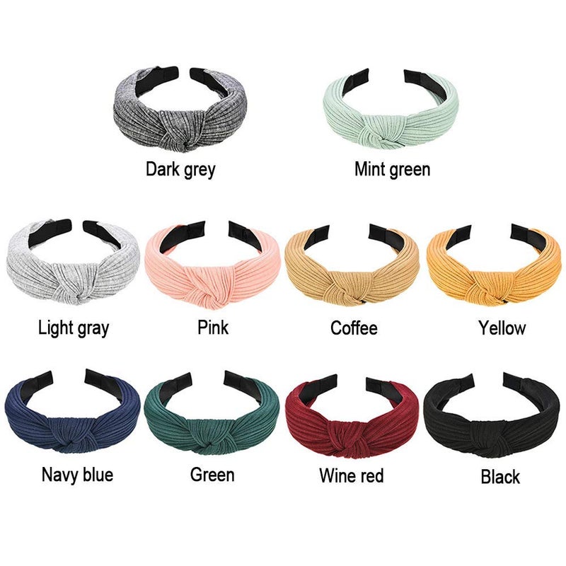 Emoly Upgraded 10 Pieces Wide Headbands Knot Turban Headband Hair Band Elastic Hair Accessories for Women, 10 Colors - Image 2